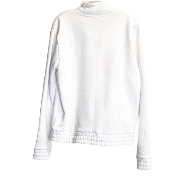 FILA Large Logo Quarter Zip Pullover Sweatshirt Sweater White Jacket sz M - Picture 2 of 7